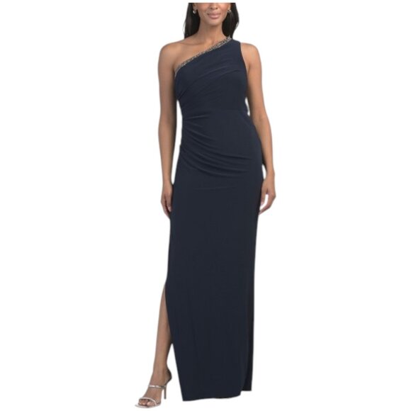 ADRIANNA PAPELL One Shoulder Column Gown - Picture 1 of 3